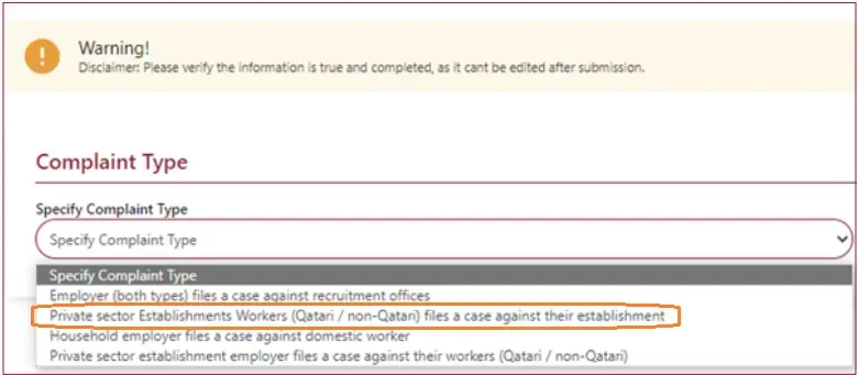 Labour Complaint Online in Qatar